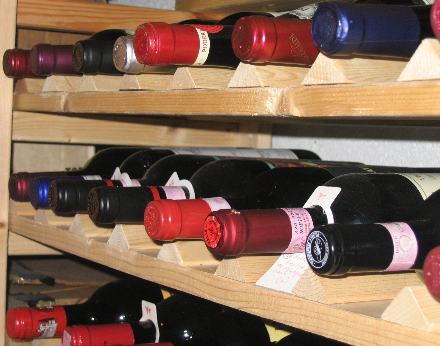 Italian bottles on wine racks