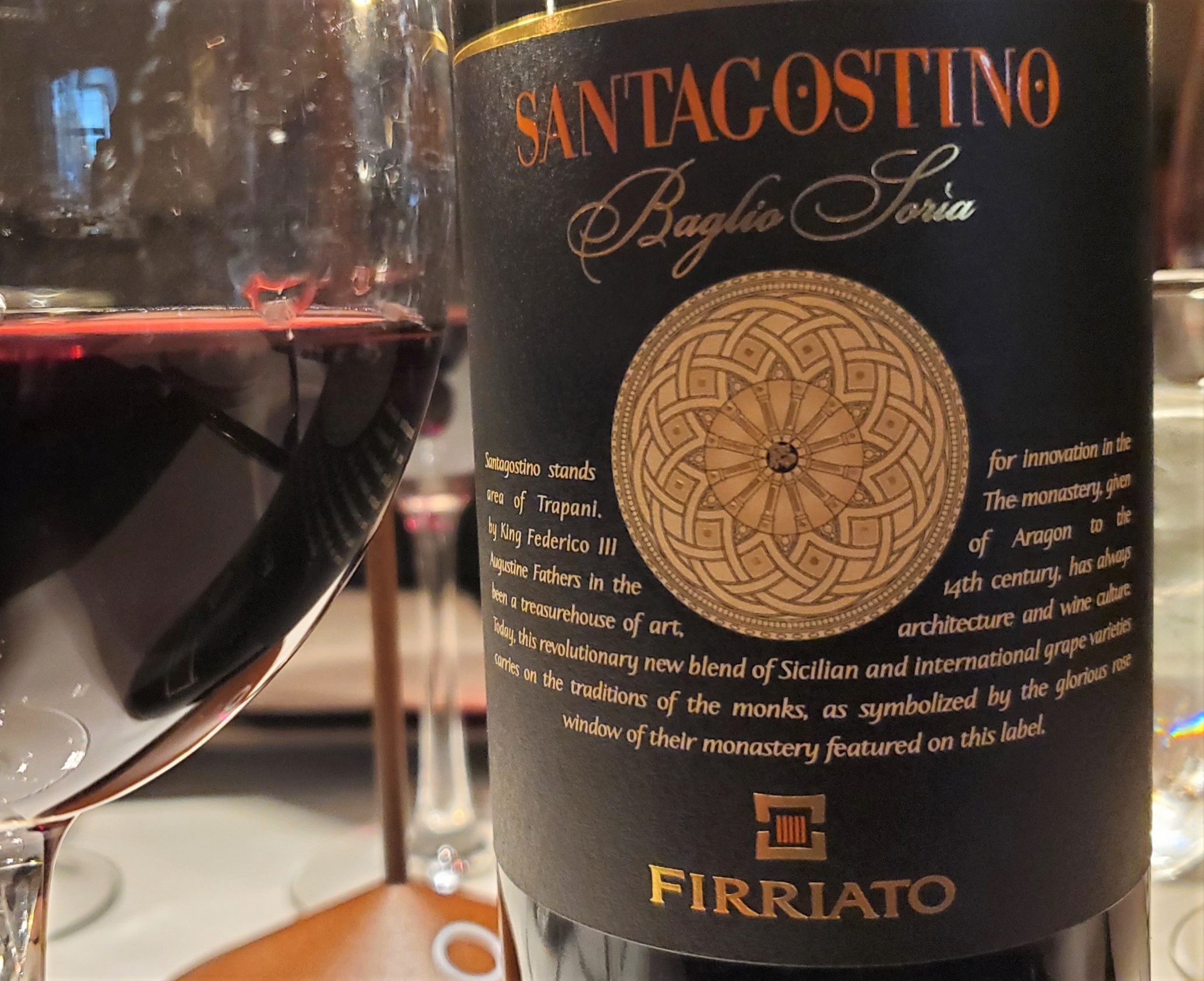 2019 "SantAgostino" Baglio Soria Rosso from the Firrito winery in Sicily