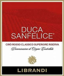 2015 "Duca San Felice" Ciro Rosso Classico Riserva from the LIbrandi winery in Calabria.