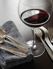 Merlot glass with table place setting